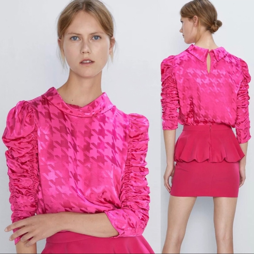 Zara Satin Effect Jacquard Top - NEW